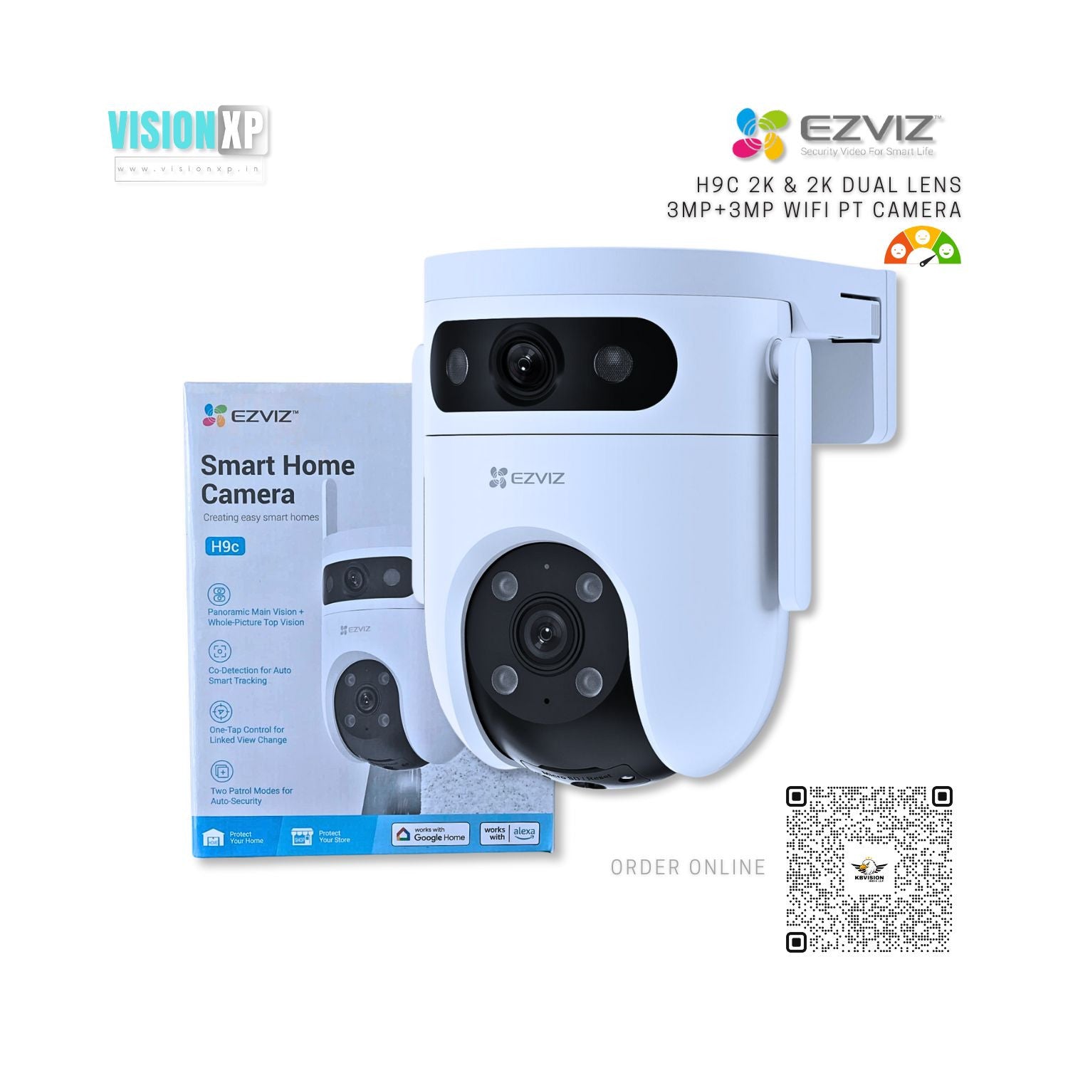 Ezviz H9c 2K+2K (3MP+3MP) Dual-Lens Pan & Tilt Wi-Fi Security Camera Ezviz H9c 2K+2K (3MP+3MP) Dual-Lens Pan & Tilt Wi-Fi Security Camera